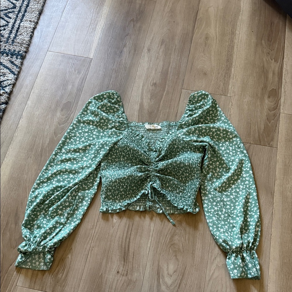H&M Green Floral Blouse